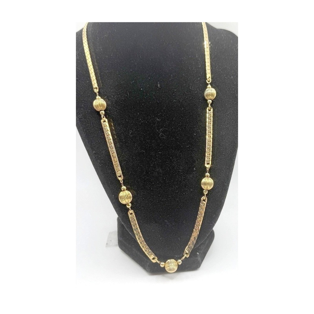Vintage Gold Tone Textured Chain Layering Necklace 23"